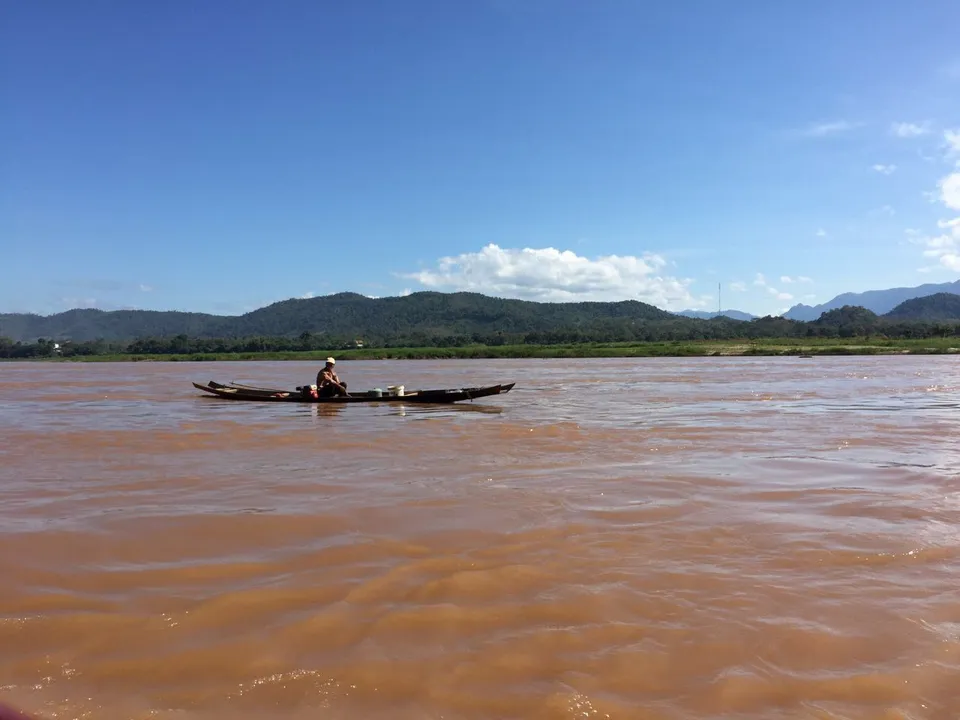 Fischerboot auf dem Mekong 