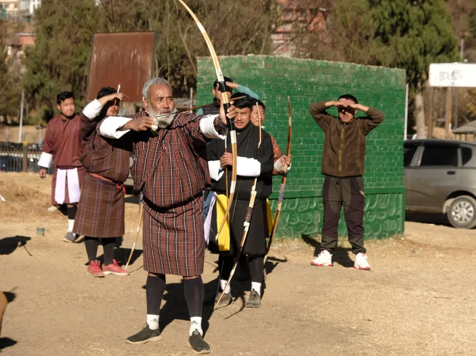 Nationalsport Bogenschießen in Thimpu
