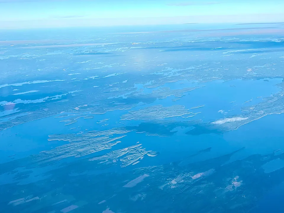 Finnlands Seengebiet vom Himmel aus