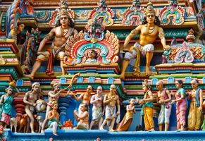 Fassade eines Hindutempels, Indien Reise