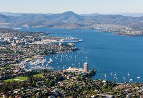 Blick auf Hobart, Tasmaniens Hauptstadt
