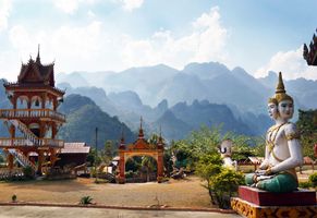 Blick auf die Berge, Vang Vieng