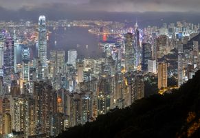 Skyline bei Nacht, Hongkong