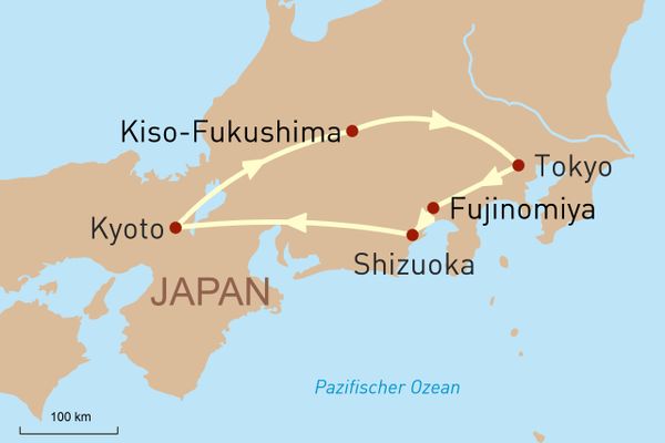 Reisekarte Shizuoka und Nagano