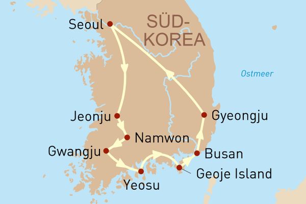 Reisekarte Südkorea Authentisch