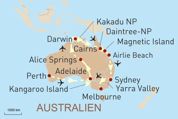 Australien intensiv Rundreise Reiseverlauf