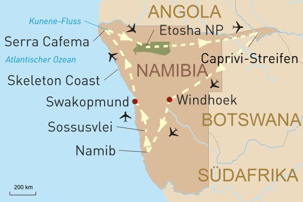Namibia aus der Vogelperspektive Karte