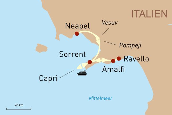 Der Golf von Neapel - Reiseverlauf