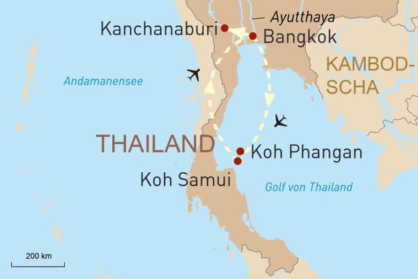 Reisekarte Thailand Inselhüpfen