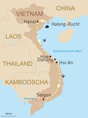 Reisekarte Kulturelle Höhepunkte Vietnams
