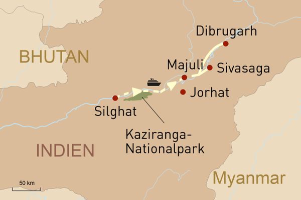 Assams Highlights - Flusskreuzfahrt auf dem Brahmaputra