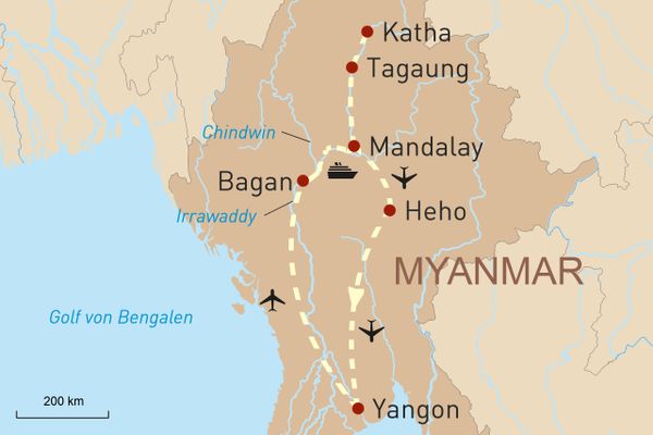 Myanmars Höhepunkte und der obere Irrawaddy