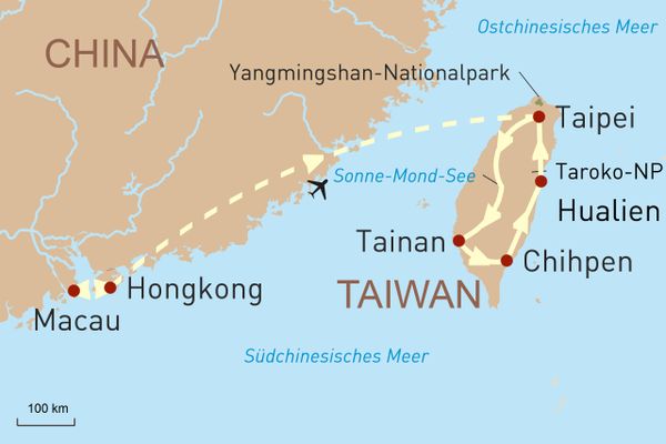 Reisekarte Hongkong und Taiwan