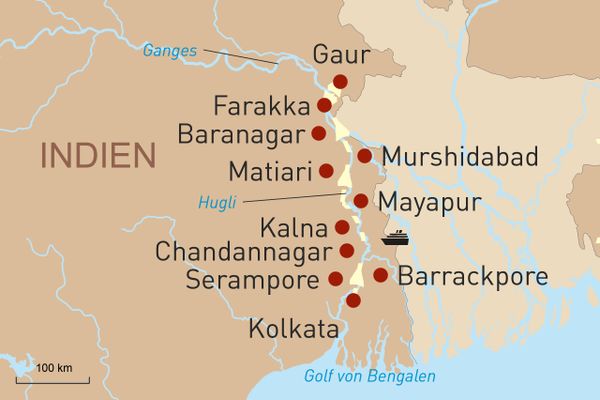 Karte Flussfahrt auf dem historischen unteren Ganges