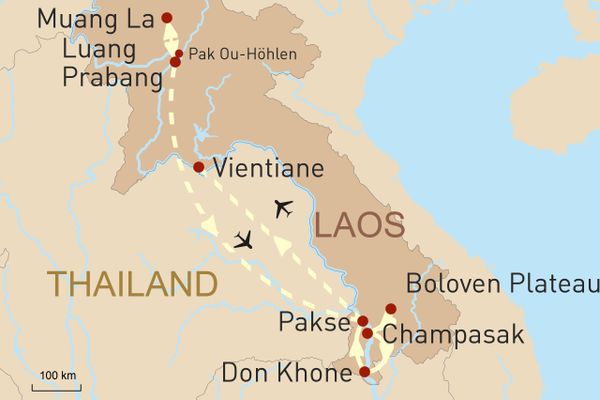 Höhepunkte Laos - Reiseroute