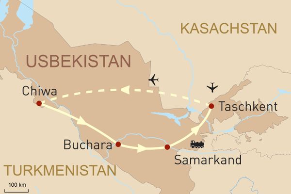 Karte Höhepunkte Usbekistans 2024/25