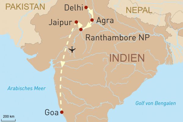 Indiens Goldenes Dreieck und Erholung in Goa