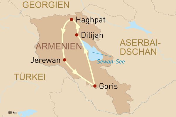Individuelle Selbstfahrerreise durch Armenien-Karte