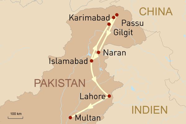 Pakistan intensiv: Eine Reise zu den Gipfeln des Karakorum und zu den Wurzeln alter Kulturen - Reiseroute