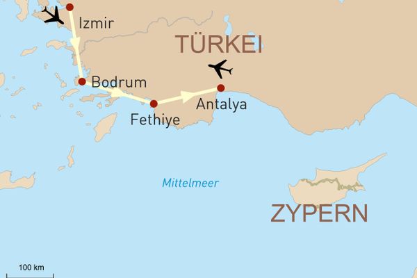 Reisekarte Privatreise in die Türkei türkische Riviera