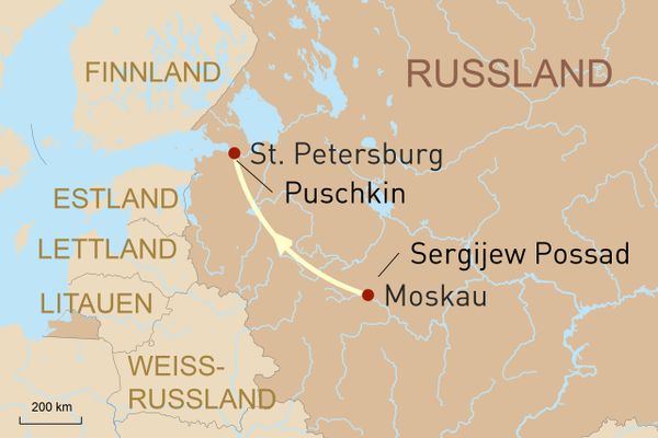 Reisekarte Russland Reise St. Petersburg Moskau Goldener Ring