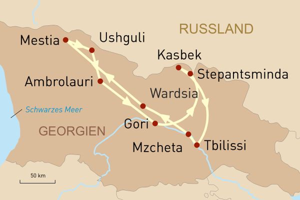 Reise zu den Höhepunkten Georgiens - Reiseroute