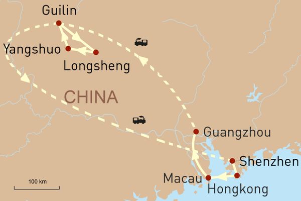 Südchinas Höhepunkte - Reiseroute