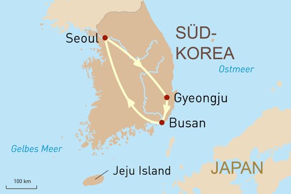 Reisekarte Südkorea auf den ersten Blick