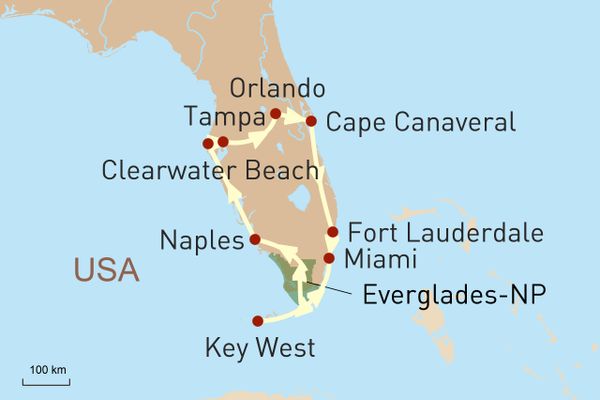 Reisekarte Sunshine State Florida