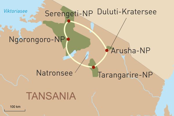 Tansania Intensiv - Reiseroute