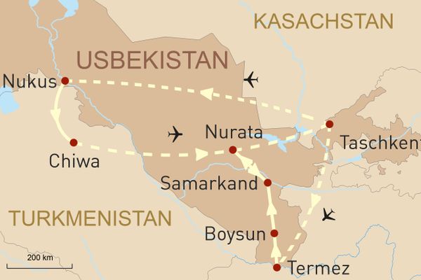 Uzbekistan - Auf verborgenen Pfaden durch das Herz der Seidenstraße_Landkarte