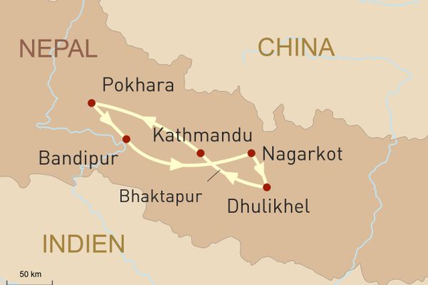 Reisekarte Wanderreise durch Nepal