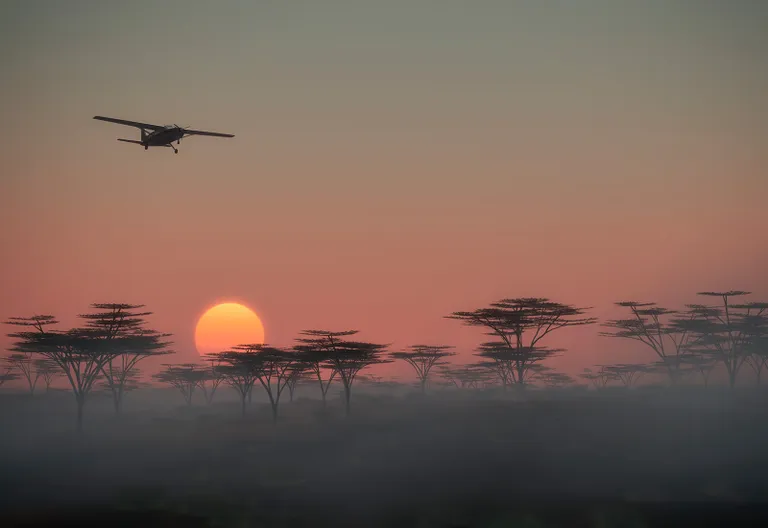 Flug über die Savanne