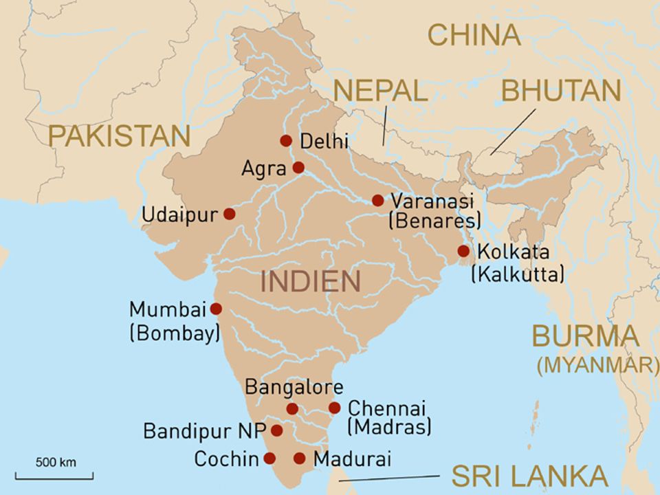 Landkarte Indien Übersicht