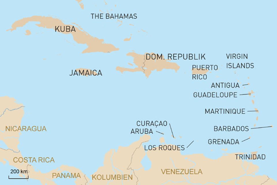 Landkarte Karibik Übersicht
