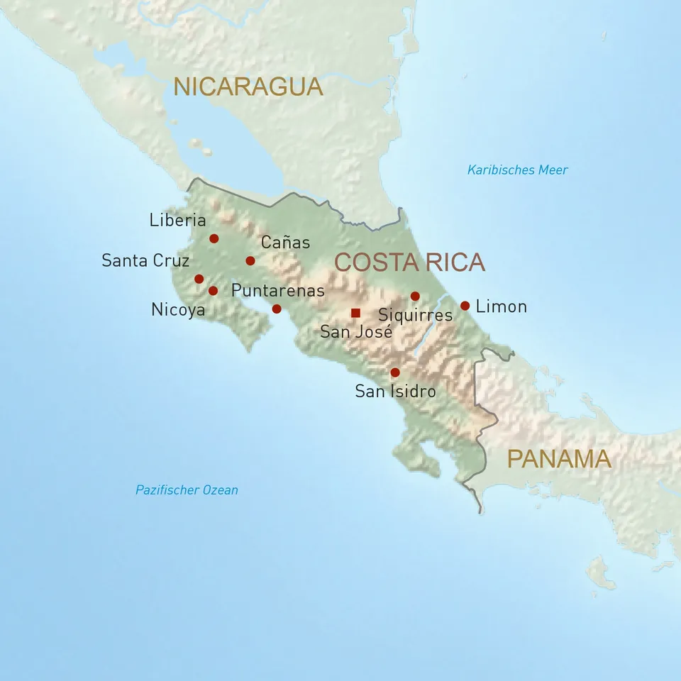 Landkarte Costa Rica
