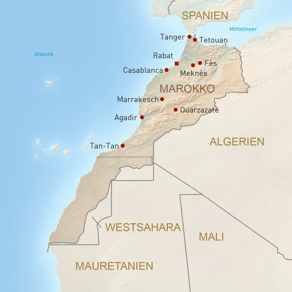 Landkarte Marokko Reisen