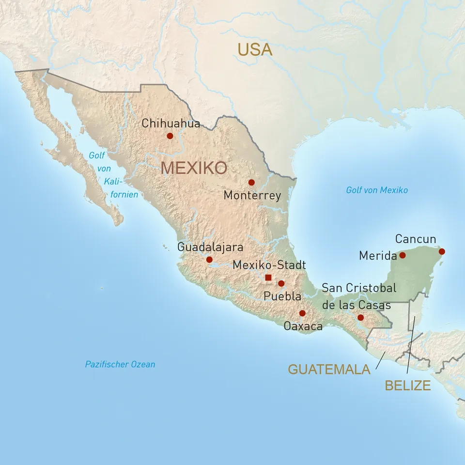 Landkarte Mexiko Reisen