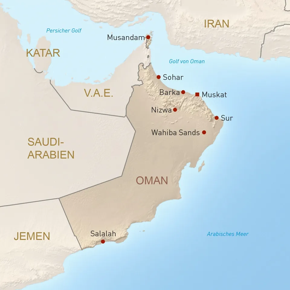 Landkarte Oman Reisen