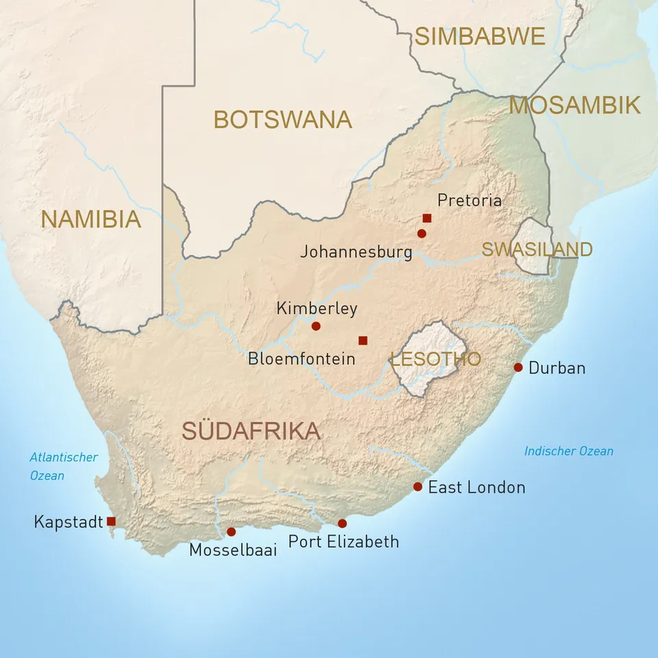Landkarte Südafrika Reisen