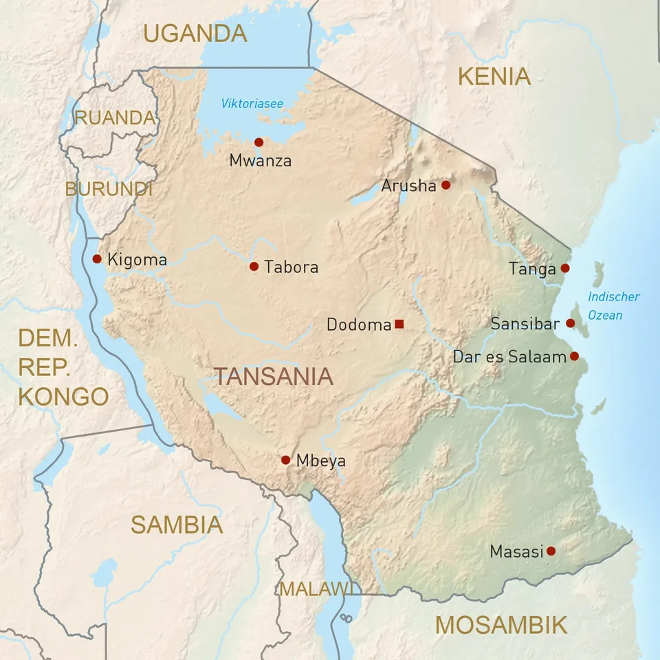 Landkarte Tansania Reisen
