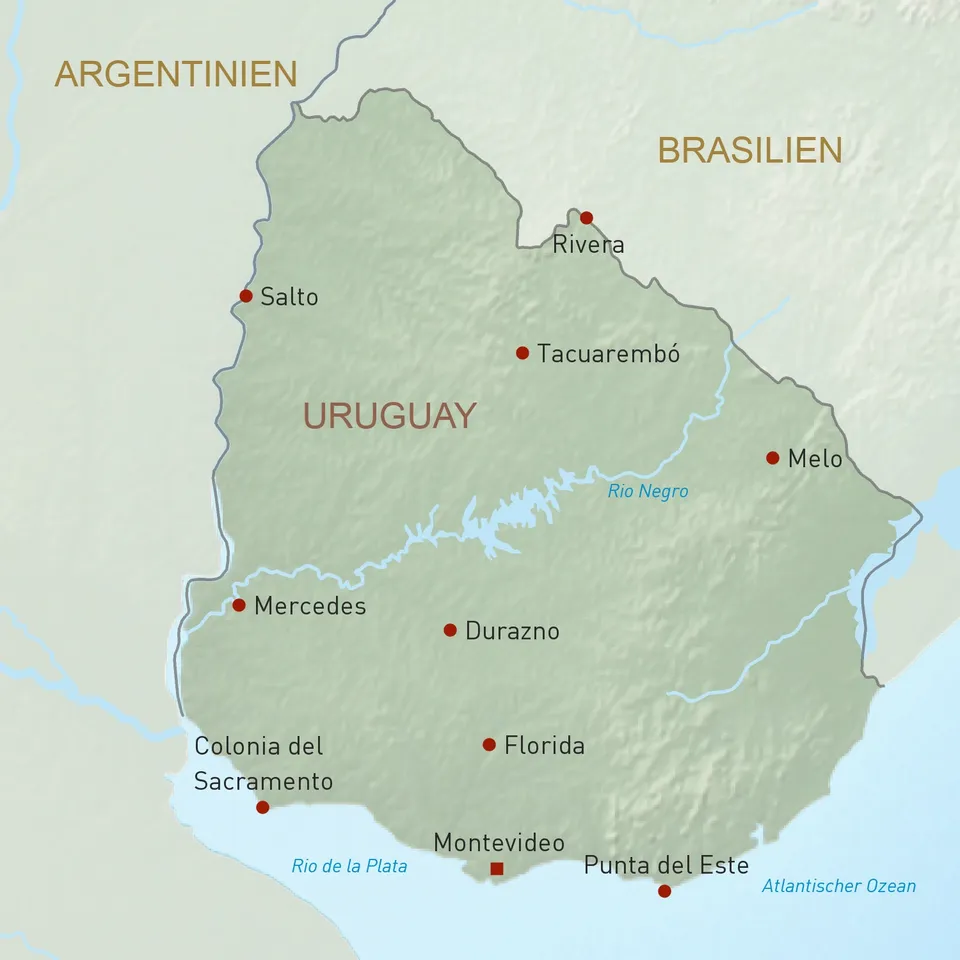 Landkarte Uruguay Reisen