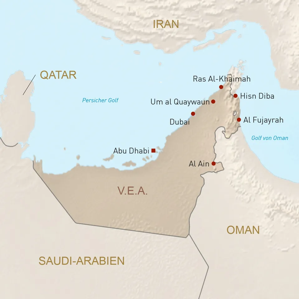 Landkarte Vereinigte Arabische Emirate