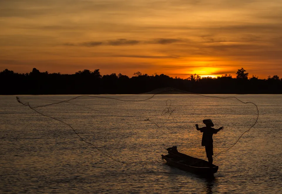 Sonnenuntergang, Mekong Flusskreuzfahrt