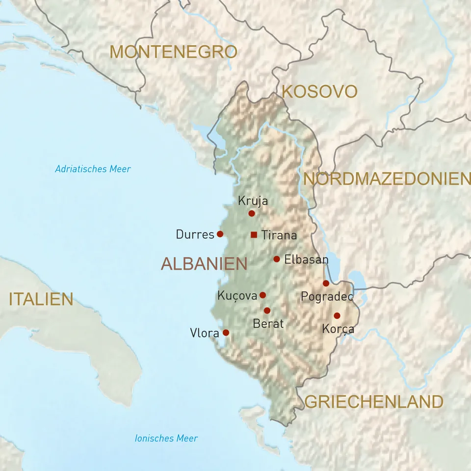 Albanien Reisen Übersichtskarte