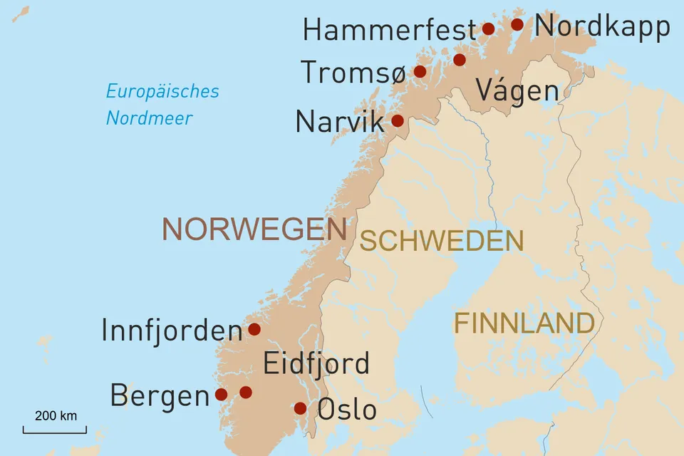 Übersichtskarte HURTIGRUTEN 