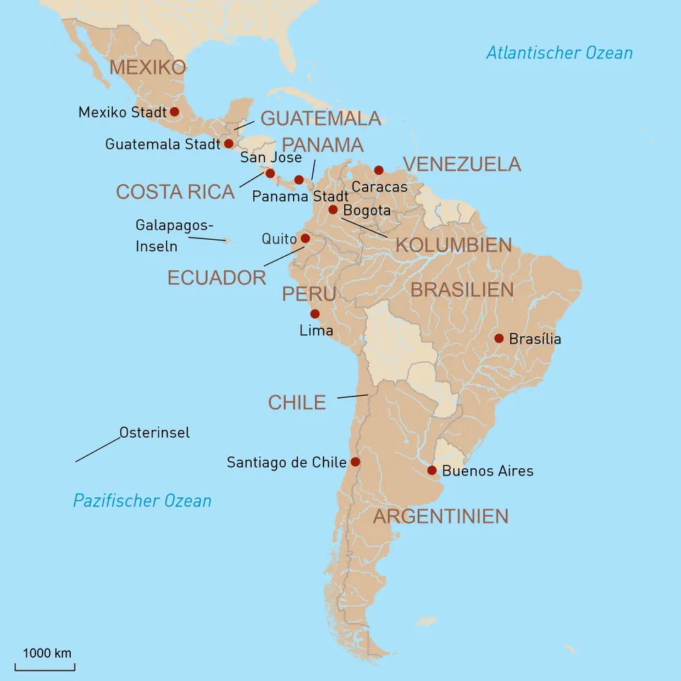 Landkarte Lateinamerika
