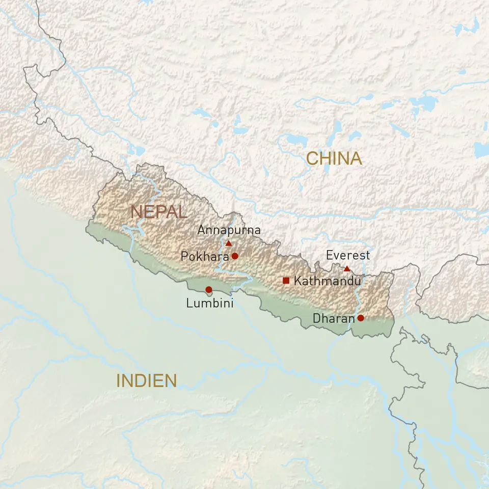 Nepal Reisen Reisekarte