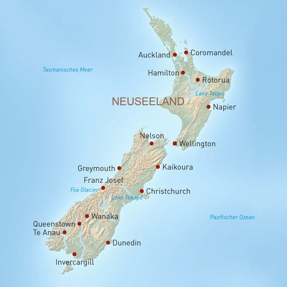 Neuseeland Reisen Landkarte 