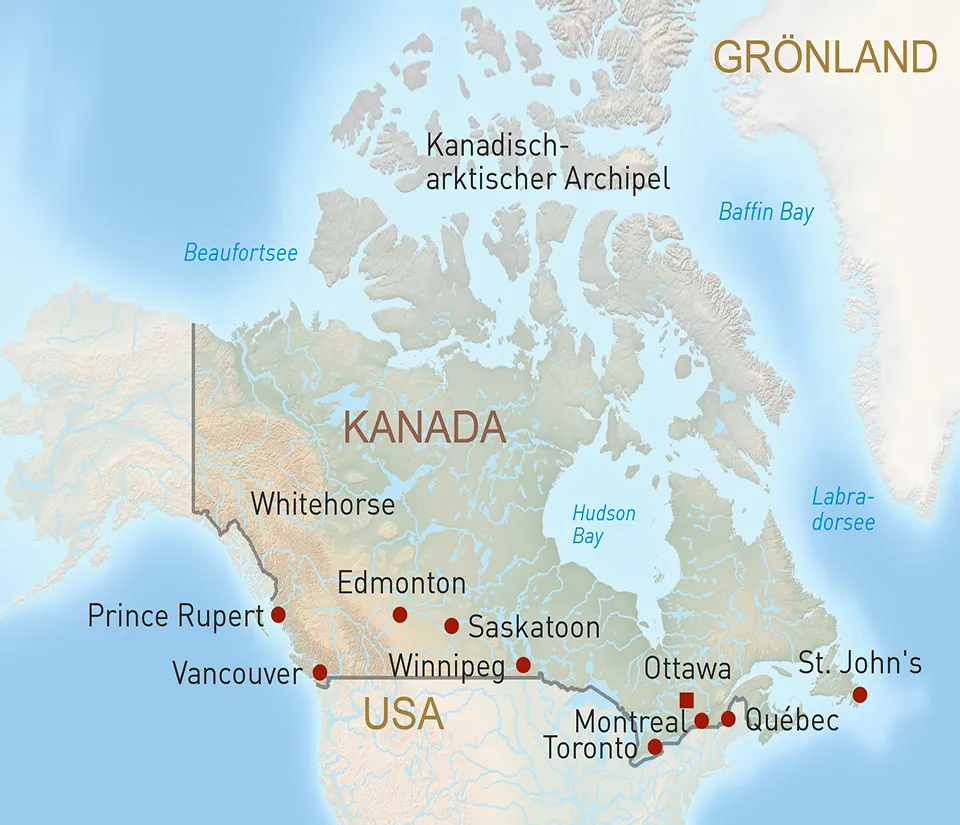 Kanada Reisen Karte